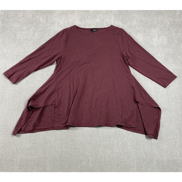 Lisa Bayne Tunic Shirt Womens Small Asymmetrical Hem 3/4 Sleeve Made in USA - Picture 1 of 10